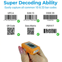Escáner de Código de Barras de Anillo 2D EDOO AI1520 con Pantalla, Mini Lector de Dedos Inalámbrico Portátil, Compatible con iPad para Inventario