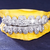 Nouveau design Cœur avec Moissanite taille émeraude VVS, Grillz dentaires personnalisés Hip Hop en Argent Sterling 925, Moissanite éblouissante