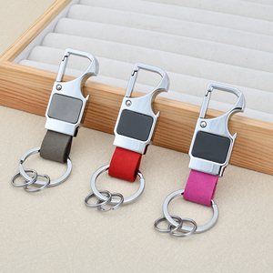 Nouveau porte-clés transfrontalier en cuir véritable multifonctionnel avec décapsuleur, porte-clés créatif pour homme, pendentif métallique gravé au laser - Product Image 4