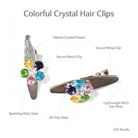 Barrettes à cheveux fleur en cristal colorées, faites à la main, avec strass, pour frange latérale, tendance