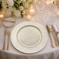 Assiettes de présentation en plastique texturé craquelé de 13 pouces, haut de gamme, personnalisables, modernes, luxueuses, réutilisables pour dîners, mariages, fêtes et événements