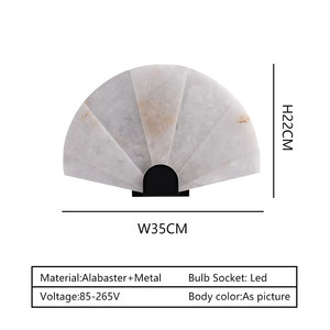 Lampada da Parete a Ventaglio in Pietra Naturale, Applique Decorativa Moderna in Marmo, Lussuosa Illuminazione da Interni - Product Image 2