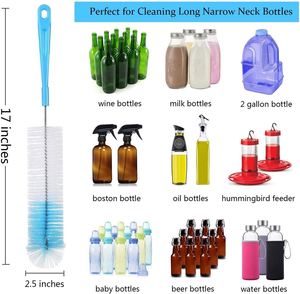 Lot de 8 brosses de nettoyage bleues à long manche pour bouteilles étroites, thermos, bouteilles de vin/bière, abreuvoirs pour colibris et nettoyage sportif - Product Image 4