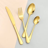 Ensemble de couverts en acier inoxydable poli miroir doré de luxe moderne, 24 pièces, avec boîte cadeau pour la restauration de mariage