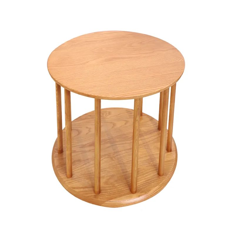 Mesa auxiliar de madera maciza simple, mesa de centro redonda pequeña, muebles de sala de estar modernos, mesa auxiliar