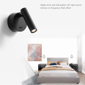 Lámpara de Lectura LED para Cabecera de Hotel con Puerto de Carga USB, Lámpara de Lectura Giratoria Moderna para Mesita de Noche, Aplique de Pared para Habitación - Product Image 5