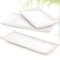 Assiette plate rectangulaire blanche de style occidental, design minimaliste, pour desserts, sushis et gâteaux – Prix bas, best-seller