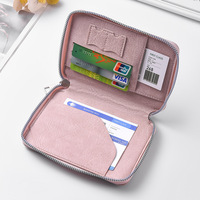 Porte-cartes et passeport transfrontalier en PU avec fermeture éclair, emplacements pour cartes de crédit et cartes de visite, grande capacité, rangement pour billets d'avion, mode voyage