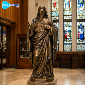 Statue de Jésus grandeur nature en bronze, sculpture religieuse pour église, Art chrétien Sacré-Cœur pour Cathédrale et Jardin de Prière, Écologique - Product Image 4