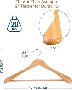 Vente en gros de cintres en bois avec barre de pantalon antidérapante 360 crochet pivotant Lot de 30 logo personnalisé pour chemises vestes pantalon robe manteau - Product Image 2