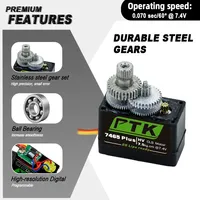 Servomoteur métallique PTK 7465 Plus à couple élevé 9g 180 degrés 7,5 kg pour kit d'assemblage DIY d'aile de papillon bionique
