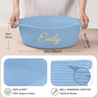Panier-cadeau personnalisé de petite taille avec sacs-cadeaux en coton tressé pour bébé et rubans – Ensemble durable