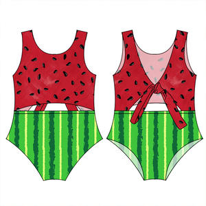 Wholesale Western Print <strong>Girl</strong> Swimsuit Double Layer Baby One Pieces Swim Wear Custom Pattern Kids <strong>Bathing</strong> <strong>Suit</strong> - Product Image 3