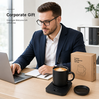 Ensemble cadeau chauffe-tasse intelligent avec logo personnalisé, recharge USB, sous-verre, tasse à café en céramique, contrôle intelligent de la température, applicable aux entreprises