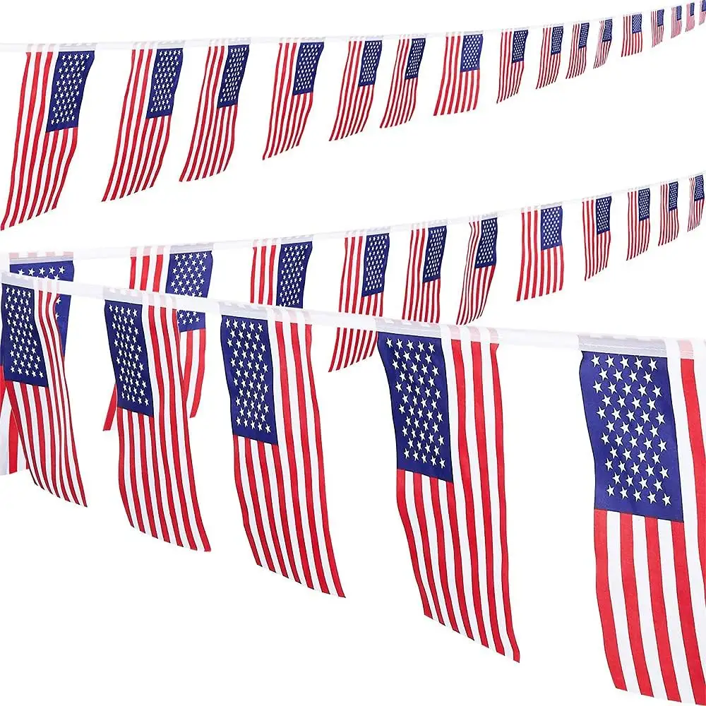 Fabrika doğrudan satış 100% Polyester dikdörtgen abd 14x21cm dize bayrak amerikan 5.5x8.2 inç Bunting bayrağı