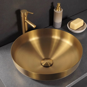 Évier de comptoir en acier inoxydable 304 avec vasque pour villa, gîte, maternelle et toilettes, <span class=keywords><strong>petit</strong></span> lavabo rond - Product Image 3