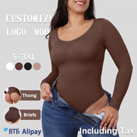 Chemise de base une pièce pour femme à manches longues et corsage ajusté - Vêtement sculptant une pièce sans couture pour le remodelage corporel
