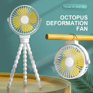 Wholesale Portable Mini USB Rechargeable Clip Fan Flexible Octopus Design Battery Power Car Outdoor Hotel Baby Stroller Use