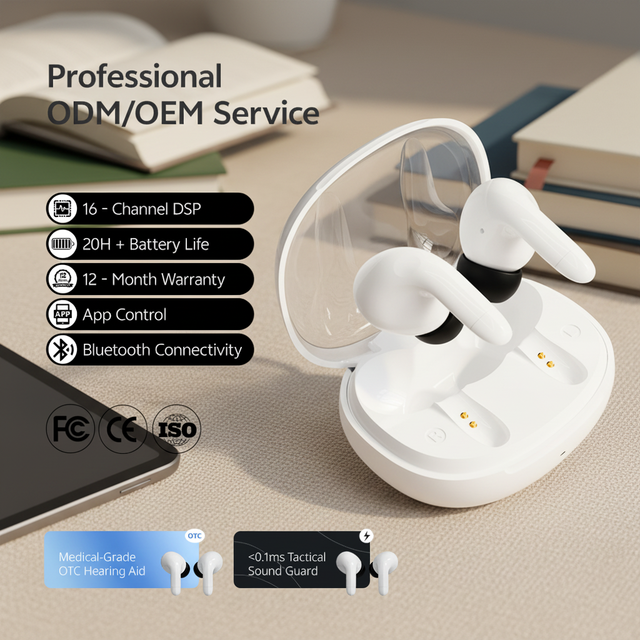 White Label Mini 2-in-1 OTC Hearing Aid & Sound Protection Earplug TWS with 16 Channels and One-Click App Switch