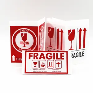 Custom Sticker Red Fragile Warning Sticker Warning Label For Shipping Waterproof Coated Paper Label Stickers