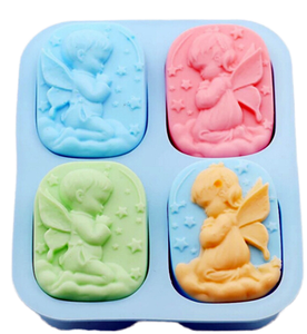 Molde de Silicona Morado de 4 Cavidades <span class=keywords><strong>para</strong></span> Jabón, Molde <span class=keywords><strong>para</strong></span> Decoración de Pasteles con Forma de Ángel, Niño o Niña, Herramientas <span class=keywords><strong>para</strong></span> Pasteles Hechas a Mano - Product Image 2