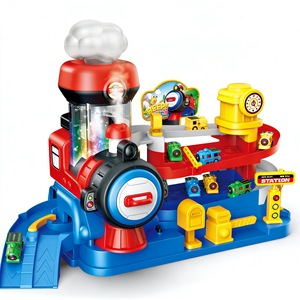Ensemble de jeu de train d'aventure Orbit avec piste de glisse électrique, jet de vapeur, lumières et sons, 3 voitures ABS, aventure interactive pour garçons - Product Image 1
