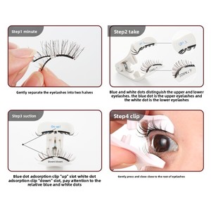 Faux cils magnétiques imperméables sans colle, plats, en cheveux synthétiques naturels, réutilisables, taille voyage, vente en gros - Product Image 3