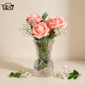 Vase à fleurs en verre cristal gaufré personnalisé, base épaisse et lourde, écologique, petit vase pour la décoration <span class=keywords><strong>de</strong></span> la maison et des mariages, vente en gros - Product Image 1