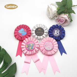 YAachen cumpleaños niña niño satén tela hojalata insignia Pin roseta botón pines Feliz cumpleaños niña boda fiesta accesorio broche - Product Image 3