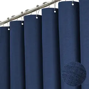 Waffle Heavy Duty Linen Thick Fabric Polyester Bath Cloth Shower Curtains for Bathroom 180cm*200cm