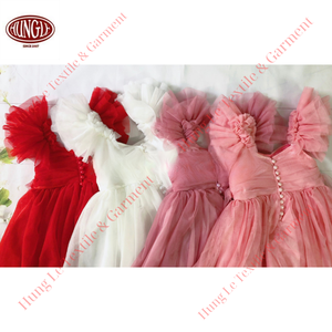 Vestido de fiesta de princesa personalizado de alta calidad para niñas con volantes de malla con forro interior de algodón 100% - Product Image 1