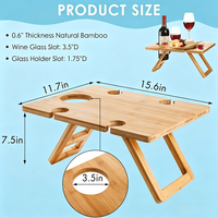 Table de pique-nique portable pour vin avec porte-verres à vin (5 verres), table pliante pour champagne et collations, table à vin et fromage