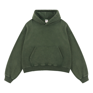 OEM Dark <strong>Green</strong> 400 Gsm Vintage Baggy Heavyweight <strong>Hoodies</strong> Custom Graphic Digital Print Hoody Boxy Fit Acid Washed Hoodie for <strong>Men</strong> - Product Image 1