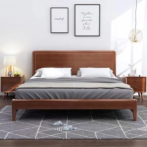 Nordic Solid Wood Bed 1.8M Double Platform Bed Modern Minimalist Style Bedroom Furniture <b>Pine</b> Wood Assemblable Box Frame - Product Image 2