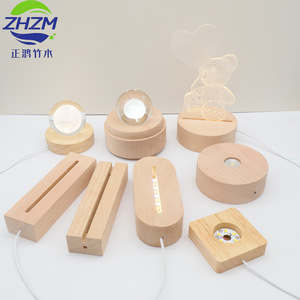 Base de Luz Nocturna de Madera Hecha a Medida con Cable USB, Base de Lámpara Acrílica Luminosa de Madera Sólida para Decoración - Product Image 1
