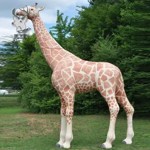 Estátua geométrica de animais, decoração ao ar livre moderna, tamanho vida, resina, girafa, escultura em fibra de vidro