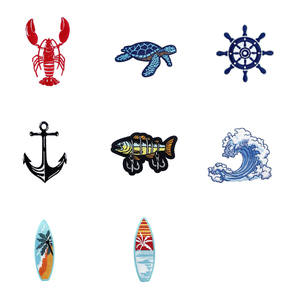 แผ่นปะลายมหาสมุทรลายเต่าทะเลล็อบสเตอร์สมอเรือสมอเรือคลื่นสำหรับแจ็คเก็ตหมวกชายหาดตกแต่ง DIY - Product Image 1