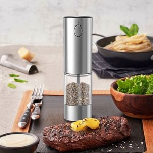 Electric Stainless Steel Salt & Pepper Grinder Set with Rechargeable Base LED Light Adjustable Coarseness Eco-Friendly - Product Image 2