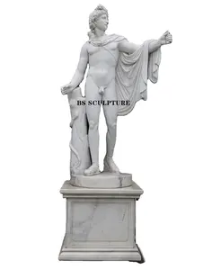 Decorazione esterna a grandezza naturale marmo bianco greco figura maschile statua scultura