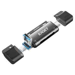 EAGET EZ08 4 en 1 Type C Adaptateur de Moyeu Supporte la Carte SD et Lecteur TF pour Téléphone Portable USB, type-c, OTG