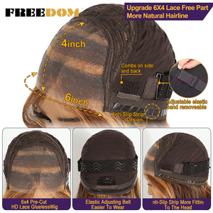 Perruque Lace Front <span class=keywords><strong>BEllA</strong></span> en Fibre Haute Température Pré-Plucked pour Femmes, Courte, Lisse, Dégradée, Type Bob, Marron, 6x4, Sans Colle - Product Image 3
