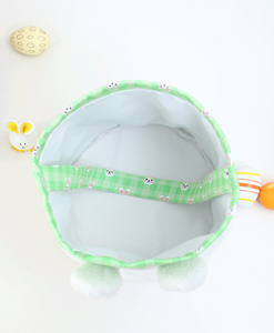 Cesta de Peluche con Orejas de Conejo, Diseño Monograma, Portátil, a Cuadros, Grande, para Dulces de Pascua, Regalos, Decoración para Fiestas - Product Image 5