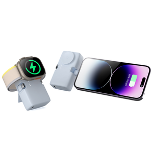 Magnétique sans fil pour iWatch/Samsung Watch Béquille pliable <span class=keywords><strong>2</strong></span> ports Plug-in Mini Capsule Pocket Portable Power Bank - Product Image 1