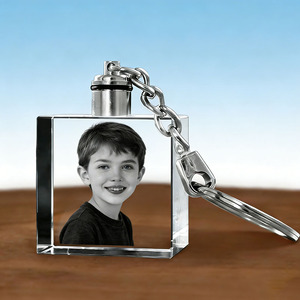 Wholesale 35*35mm Crystal Glass <b>Keychains</b> <b>Personalized</b> Custom 3D Laser Photo LED Lights K9 Crystal Keychain Blank Promotional - Product Image 4