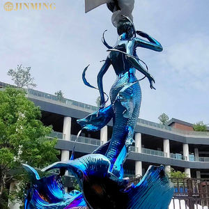 Paslanmaz çelik denizkızı heykel, oceanmirror ayna elektroliz şekil heykel, paslanmaz çelik şekil heykel süs - Product Image 3