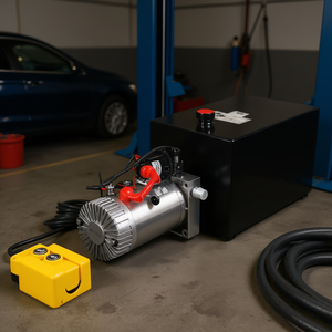 Unité hydraulique 15L 12V à simple effet avec réservoir métallique et télécommande pour pompe de remorque benne et levage de véhicules - Product Image 2