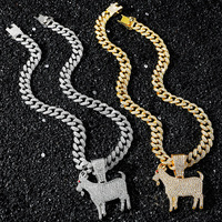 Tekli Kolye Alaşım Altın Kaplama Kristal-Rhinestone Küba Kolye Bağlantı Zinciri Modaya Uygun Çocuk ve Hip Hop Kolye, Takı, Hediye