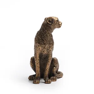 Estatua de leopardo africano para decoración del hogar, escultura de resina artesanal, modelo Animal, muebles de escritorio