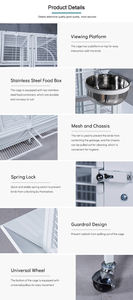 Büyük papağan kafesi paslanmaz çelik güçlü kuş yetiştiriciliği uçuş kafesi papağan amerika papağanı tekerlekler ve tepsi ile - Product Image 4