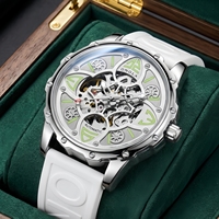 Montre mécanique automatique pour homme TOP Unique Hollow Design 3833, bracelet en silicone, étanche, chronographe, design tendance.